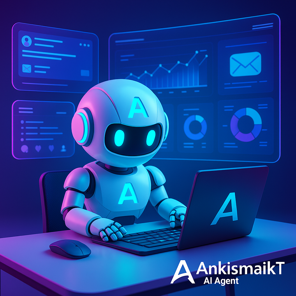 Futuristic AI in Neon Workspace
